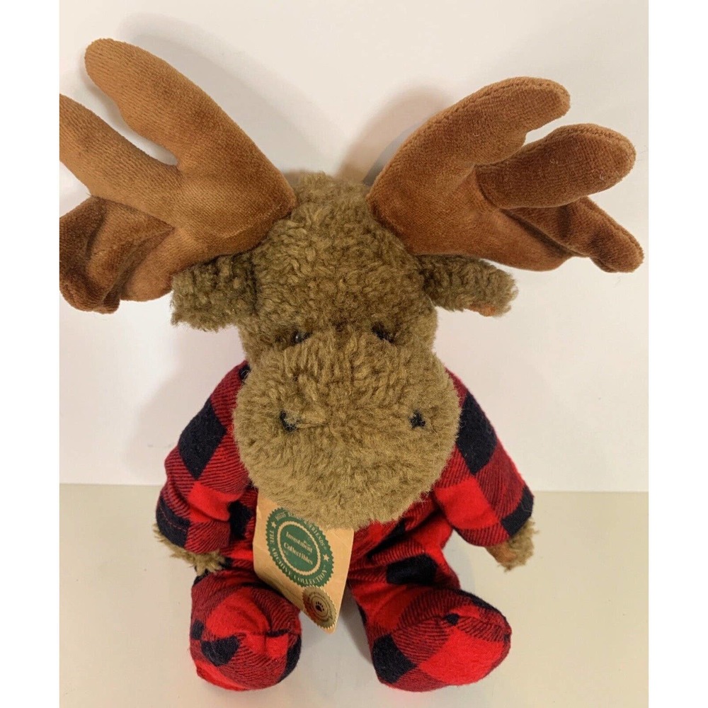 Boyds Bears "Murphy Mooselfluff" Style # 917291 Red Plaid Pajamas Name Missing